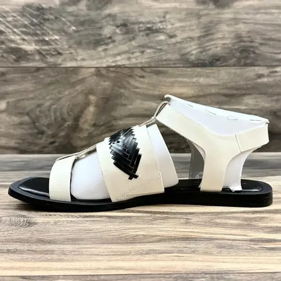 NIB Vince Camuto 9M Bachelen Leather Square Toe Gladiator Sandal Coconut Cream - Picture 8 of 12